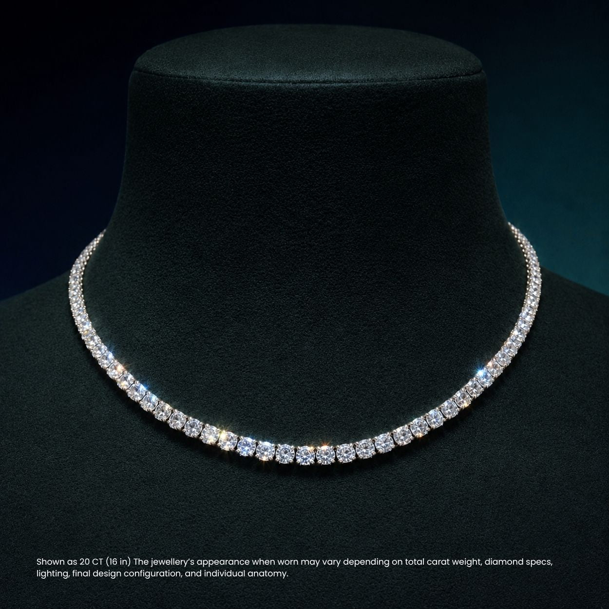 Tennis Classic Lab Grown Diamond Necklace 18K Gold | 16.5 in ∼ 42.5 cm | From 7 to 25 carat