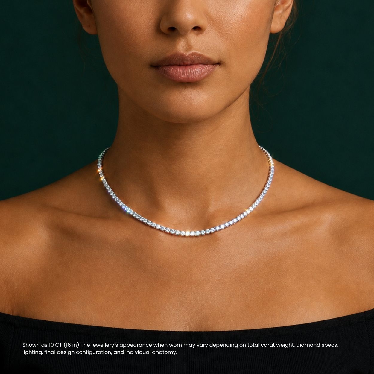 9 Carat Tennis Classic Lab Grown Diamond Necklace 18K Gold | 16.5 in ∼ 42.5 cm