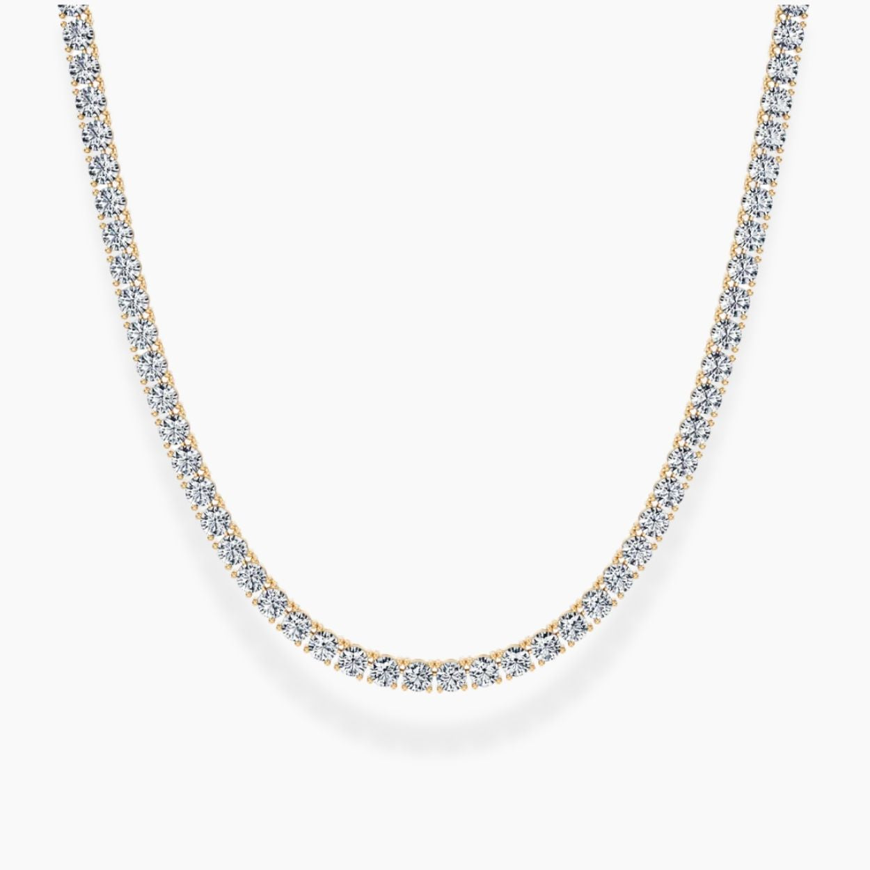 17.5 Carat Tennis Classic Lab Grown Diamond Necklace 18K Gold | 16.5 in ∼ 42.5 cm