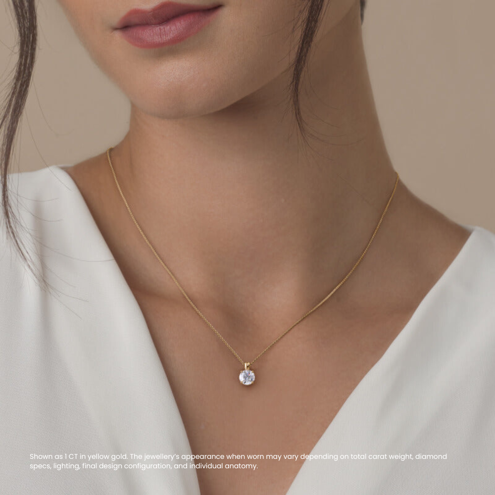 Round Pendant Lab Diamond Necklace 18K Gold
