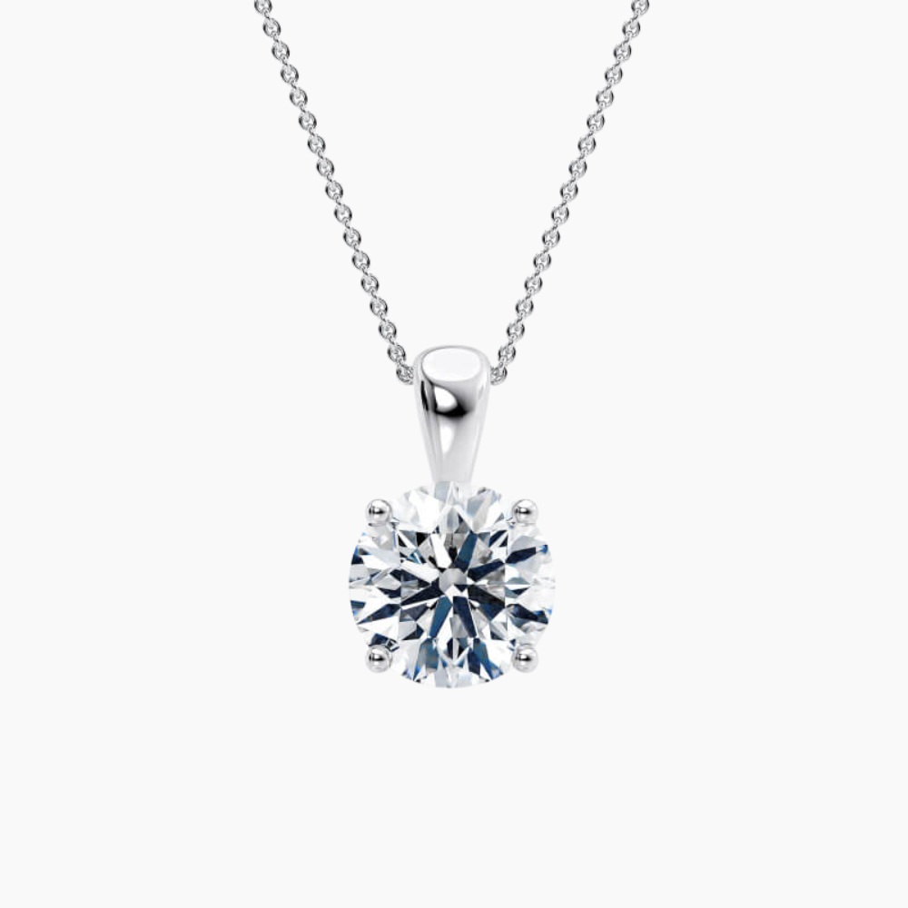 Round Pendant Lab Diamond Necklace 18K Gold