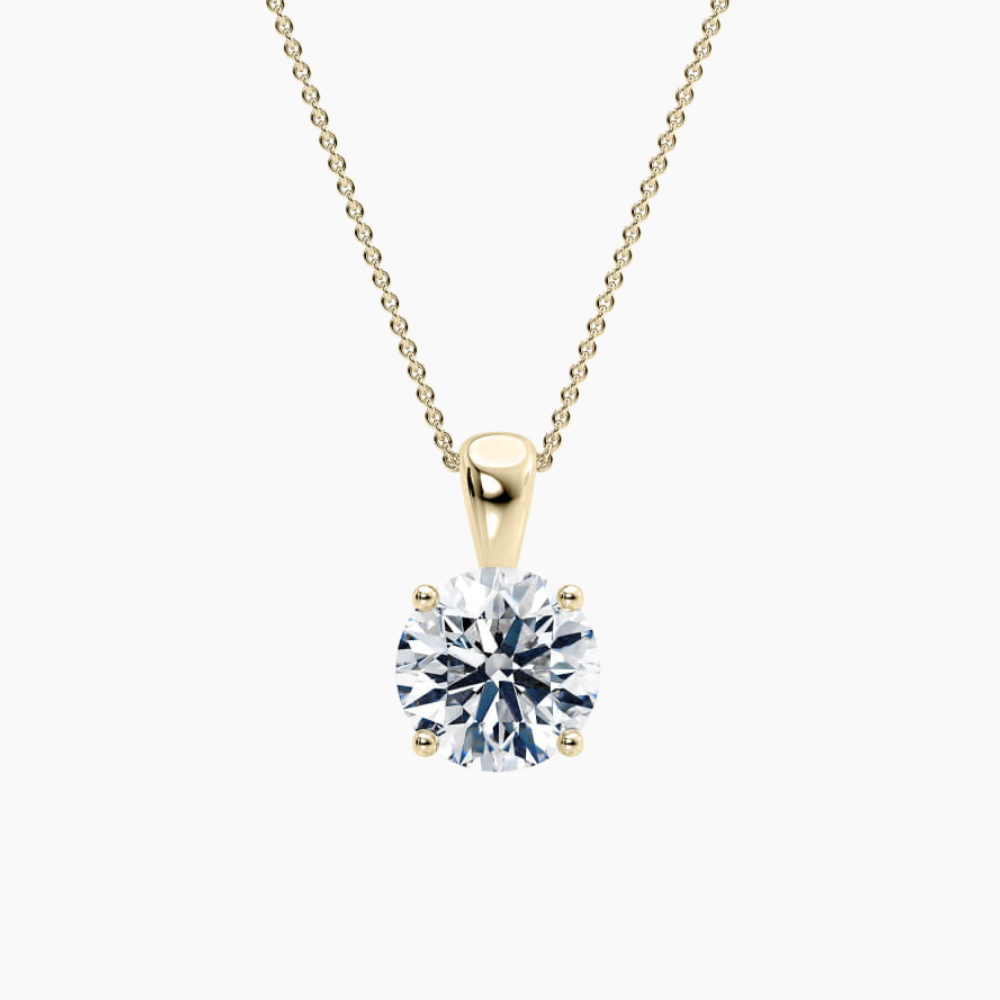 Round Pendant Lab Diamond Necklace 18K Gold