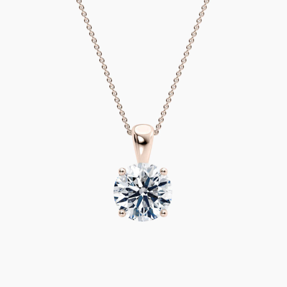 Round Pendant Lab Diamond Necklace 18K Gold