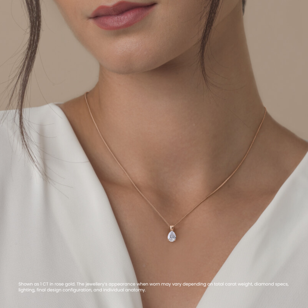 Pear Pendant Lab Diamond Necklace 18K Gold