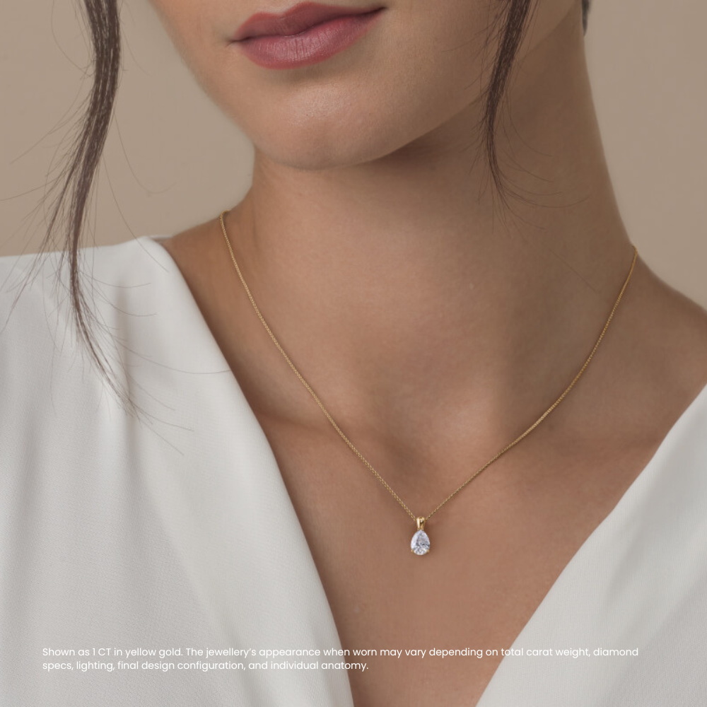 Pear Pendant Lab Diamond Necklace 18K Gold