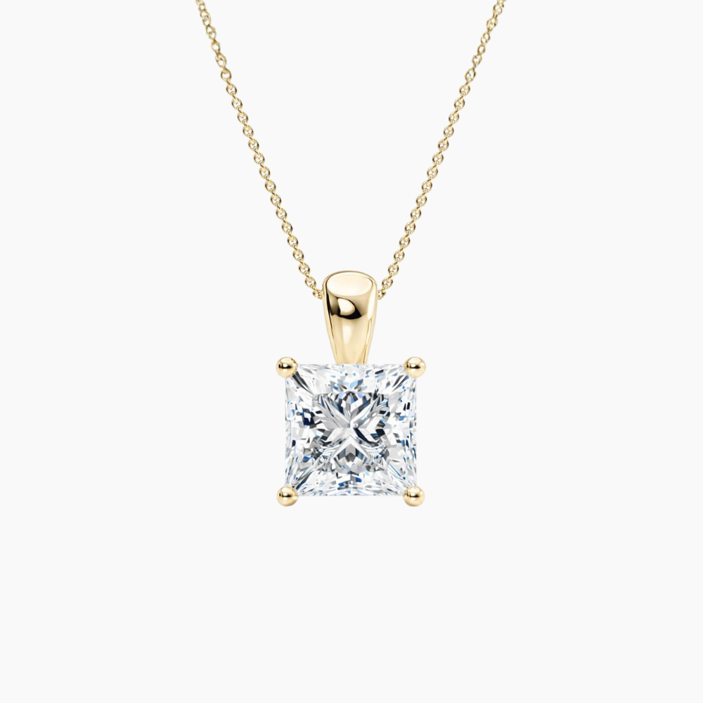 Princess Pendant Lab Diamond Necklace 18K Gold