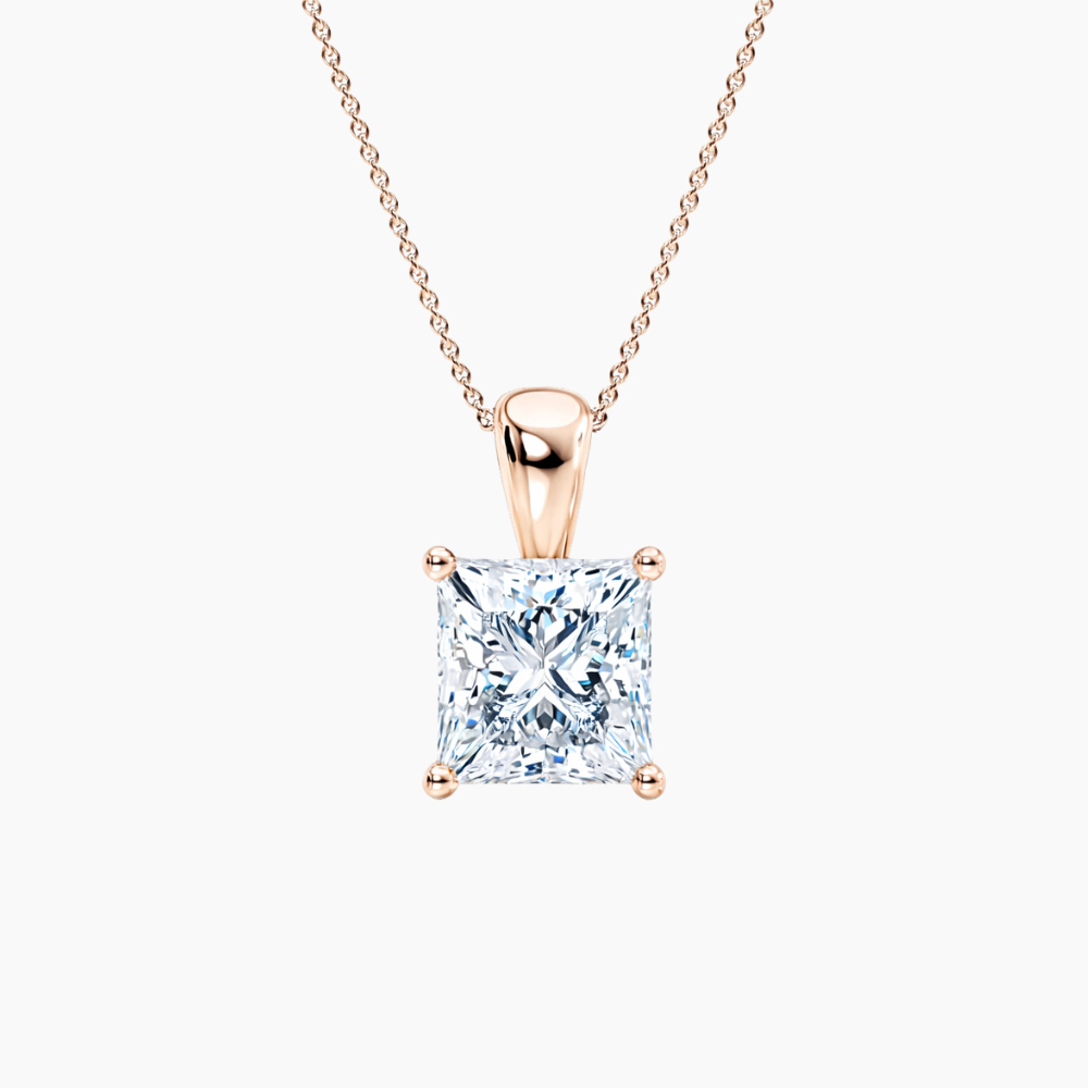 Princess Pendant Lab Diamond Necklace 18K Gold