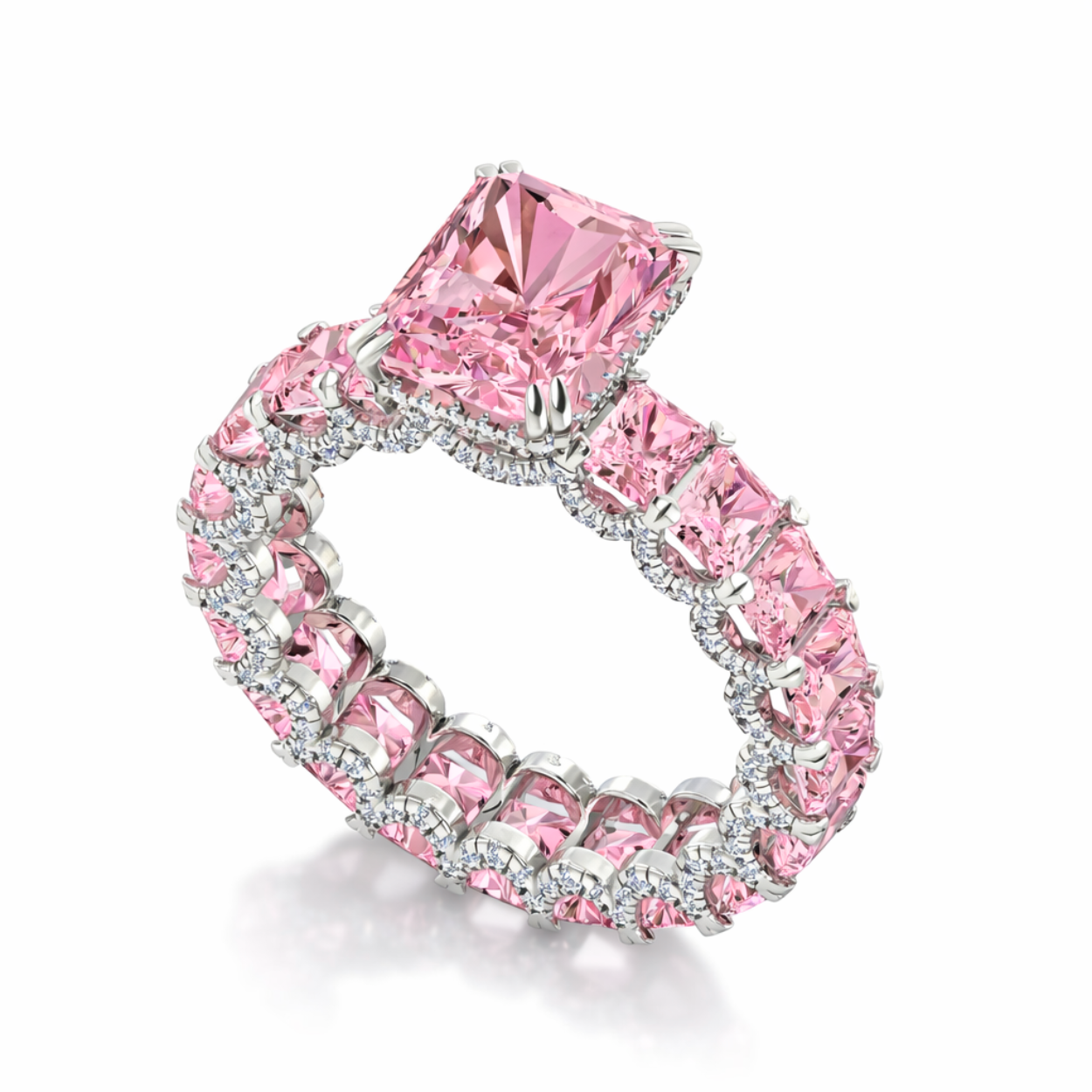 Jana Eternity Fancy Pink Radint Lab Diamond Ring in White Gold 18K