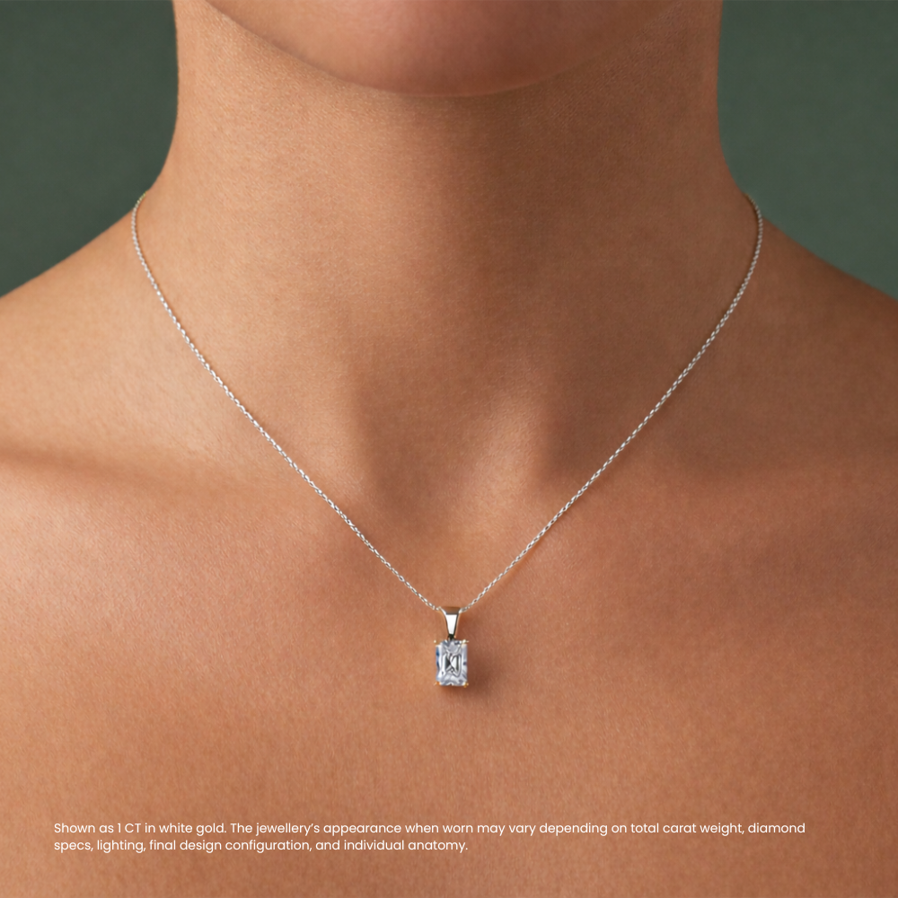 Radiant Pendant Lab Diamond Necklace 18K Gold