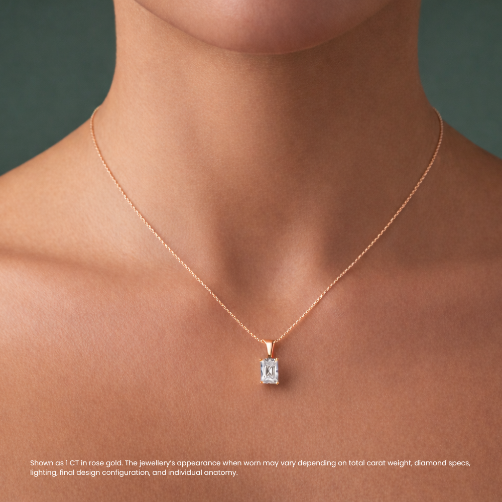 Radiant Pendant Lab Diamond Necklace 18K Gold