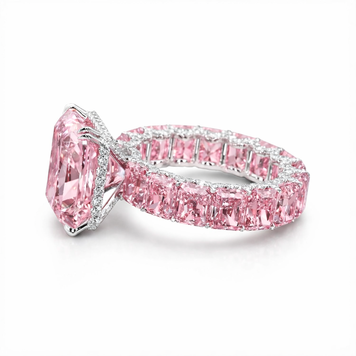 Jana Eternity Fancy Pink Radint Lab Diamond Ring in White Gold 18K