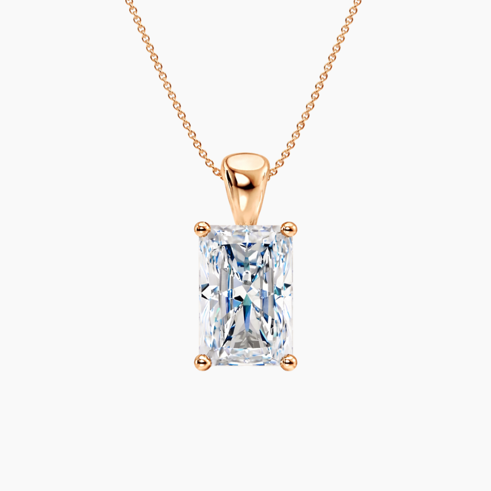 Radiant Pendant Lab Diamond Necklace 18K Gold