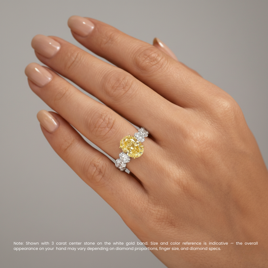Nathalie Fancy Yellow Oval on an Oval Eternity Band Lab Diamond Ring in White Gold 18K