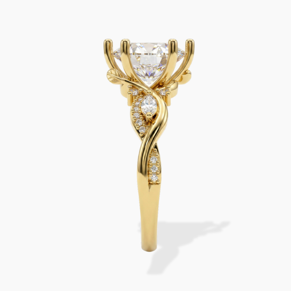 Andriana Accents Oval Lab Grown Diamond Engagement Ring in 18K Gold