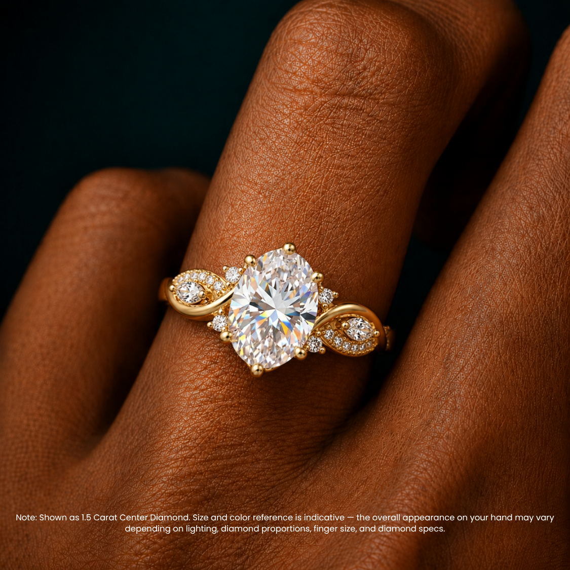 Andriana Accents Oval Lab Grown Diamond Engagement Ring in 18K Gold