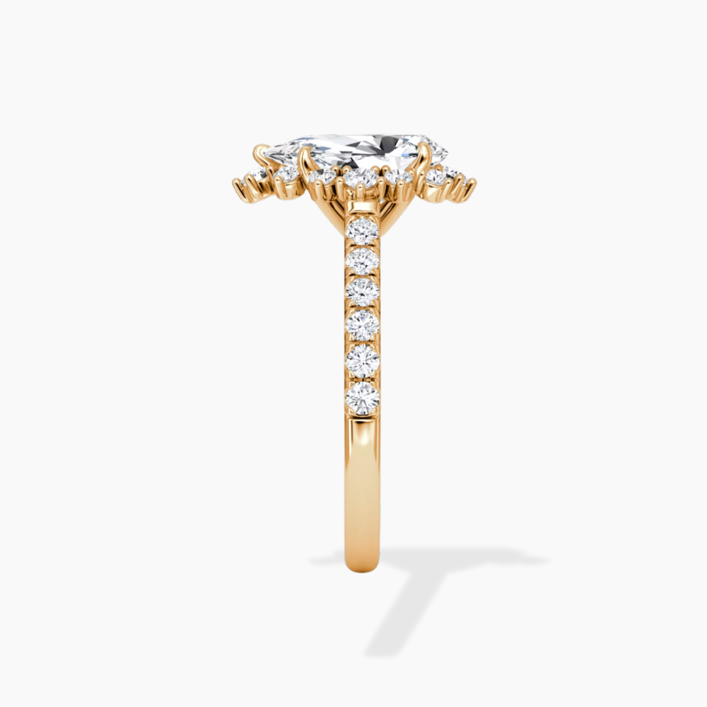 Charlene Vintage Halo Pave Pear Lab Grown Diamond Engagement Ring in 18K Gold
