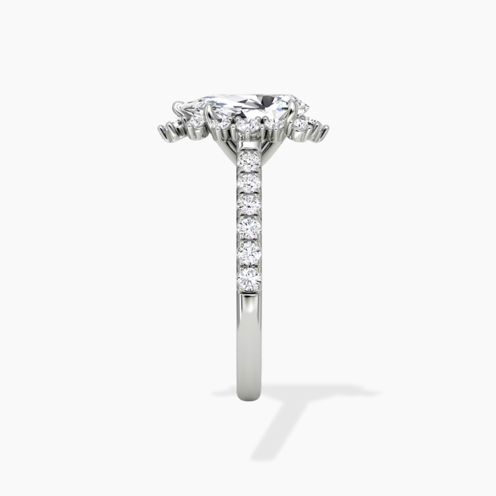 Charlene Vintage Halo Pave Pear Lab Grown Diamond Engagement Ring in 18K Gold