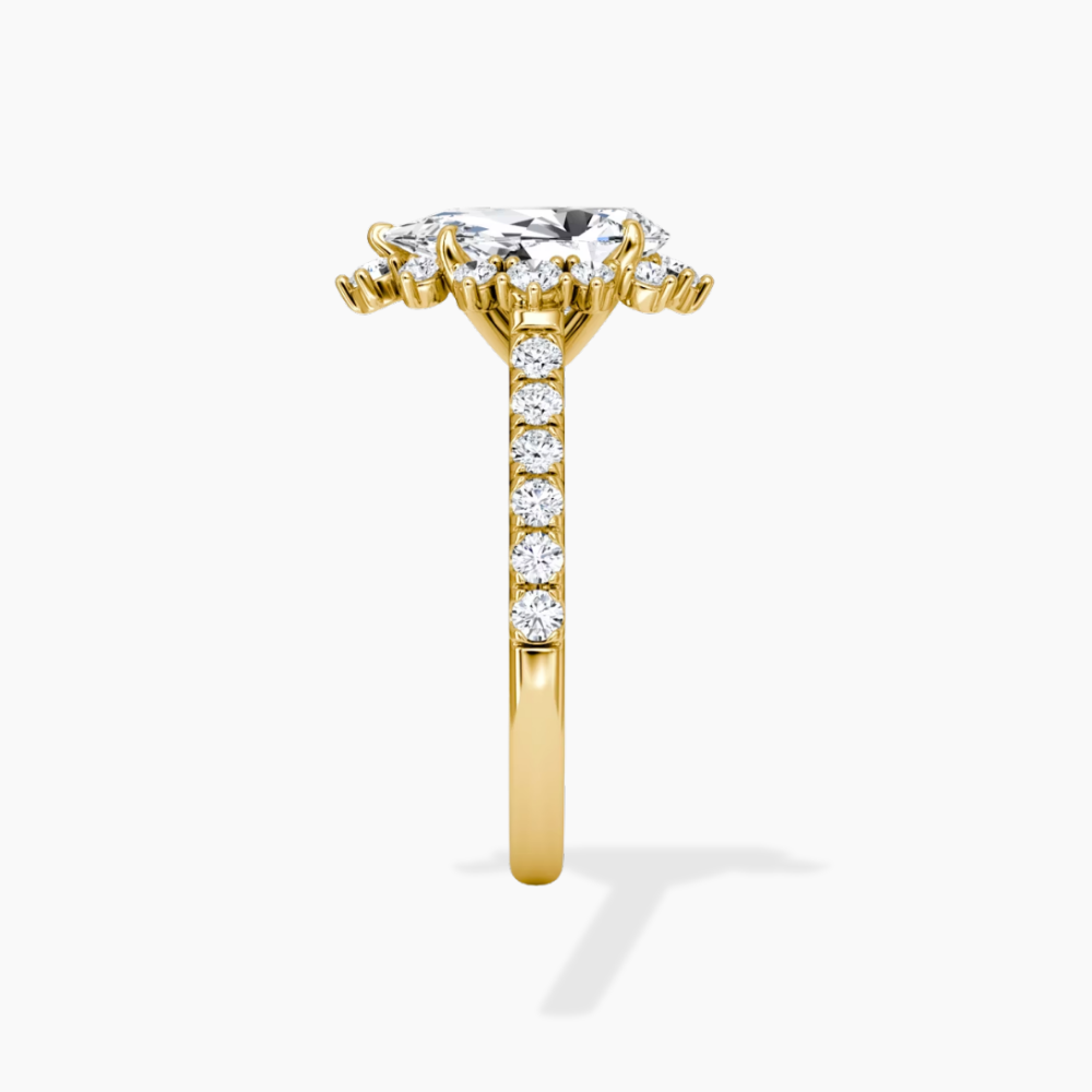 Charlene Vintage Halo Pave Pear Lab Grown Diamond Engagement Ring in 18K Gold