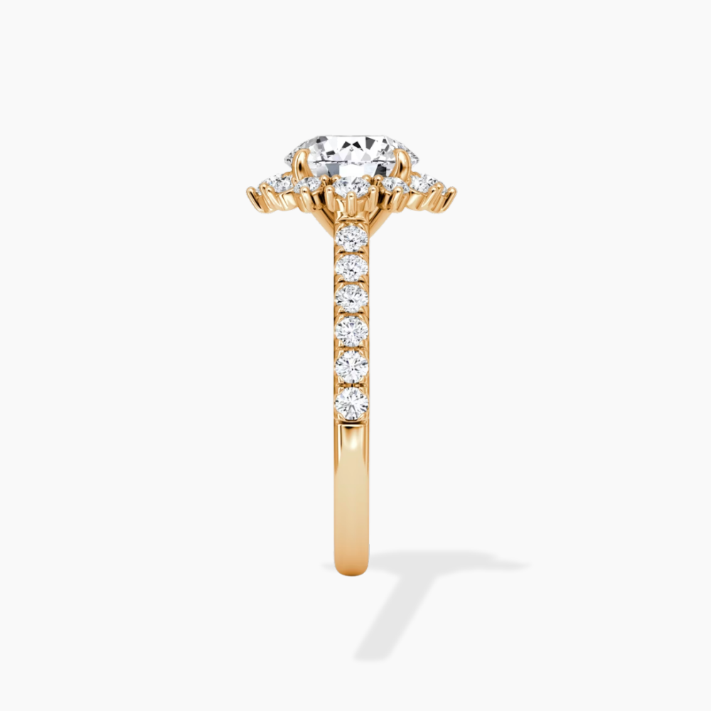 Charlene Vintage Halo Pave Round Lab Grown Diamond Engagement Ring in 18K Gold