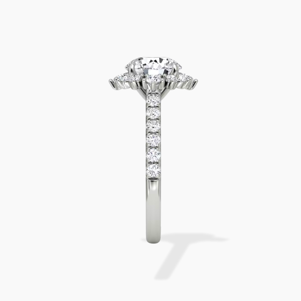 Charlene Vintage Halo Pave Round Lab Grown Diamond Engagement Ring in 18K Gold