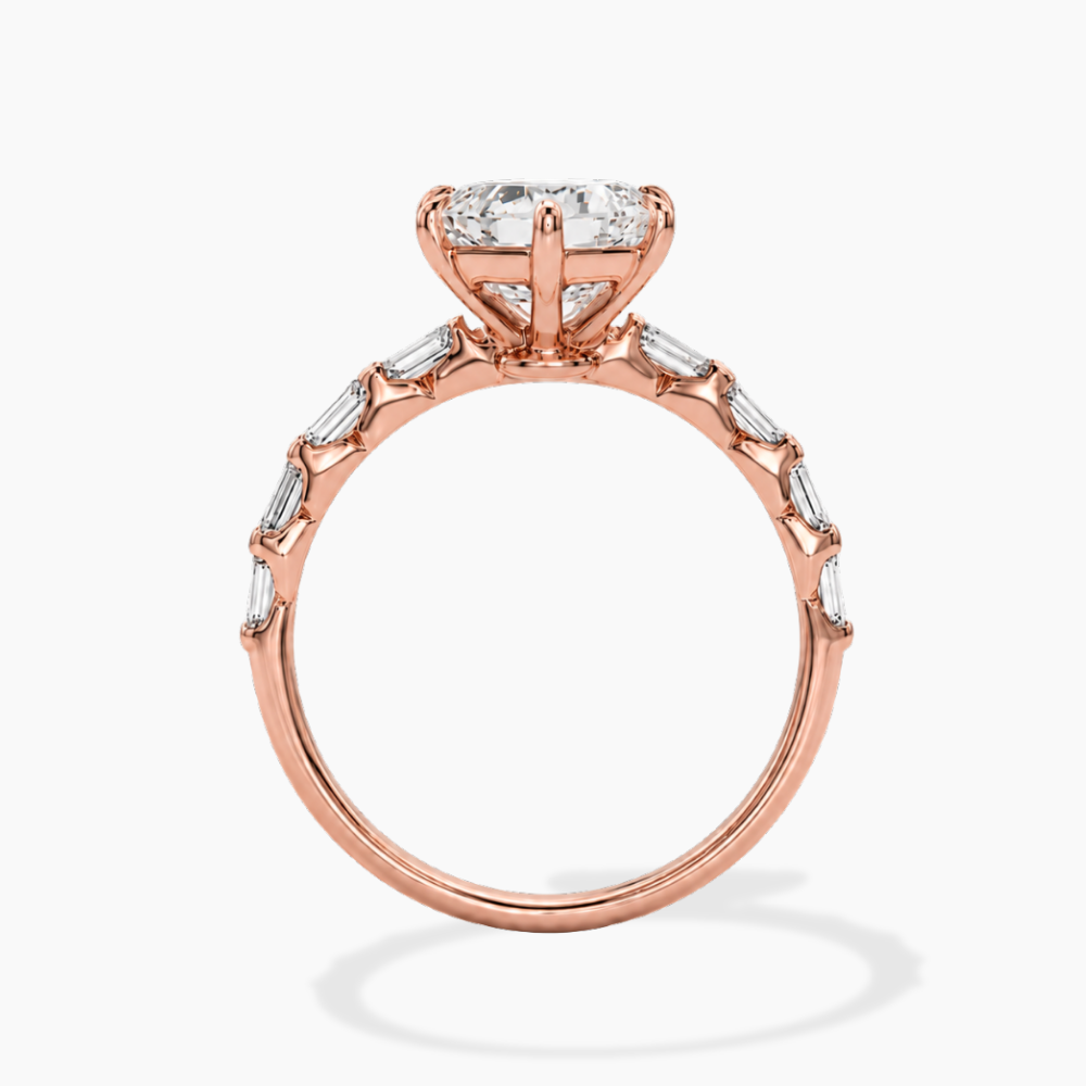 Gladys Accents ( Baguette Side Diamonds) Hexagon Lab Grown Diamond Engagement Ring  in 18K Gold