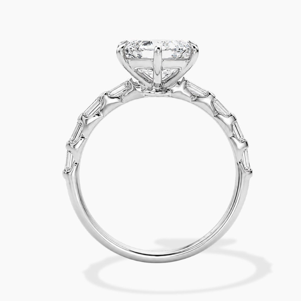 Gladys Accents ( Baguette Side Diamonds) Hexagon Lab Grown Diamond Engagement Ring  in 18K Gold