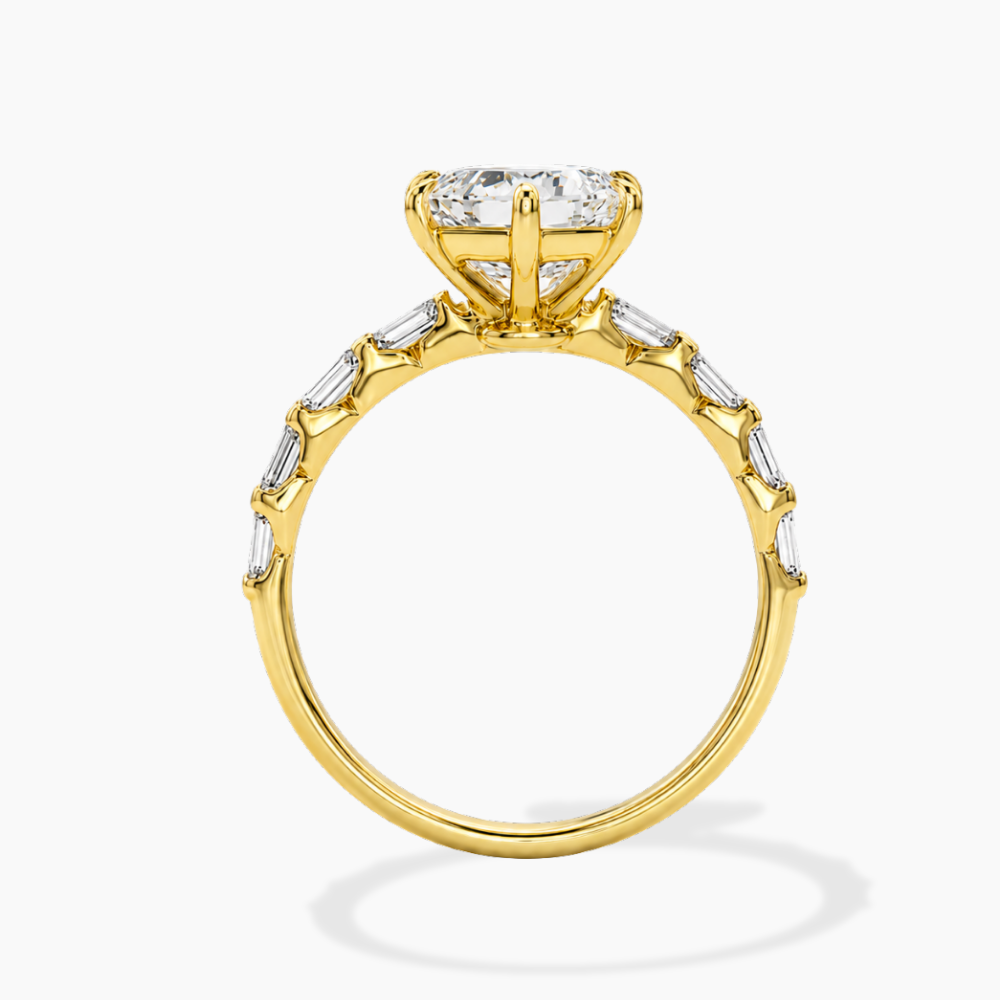 Gladys Accents ( Baguette Side Diamonds) Hexagon Lab Grown Diamond Engagement Ring  in 18K Gold