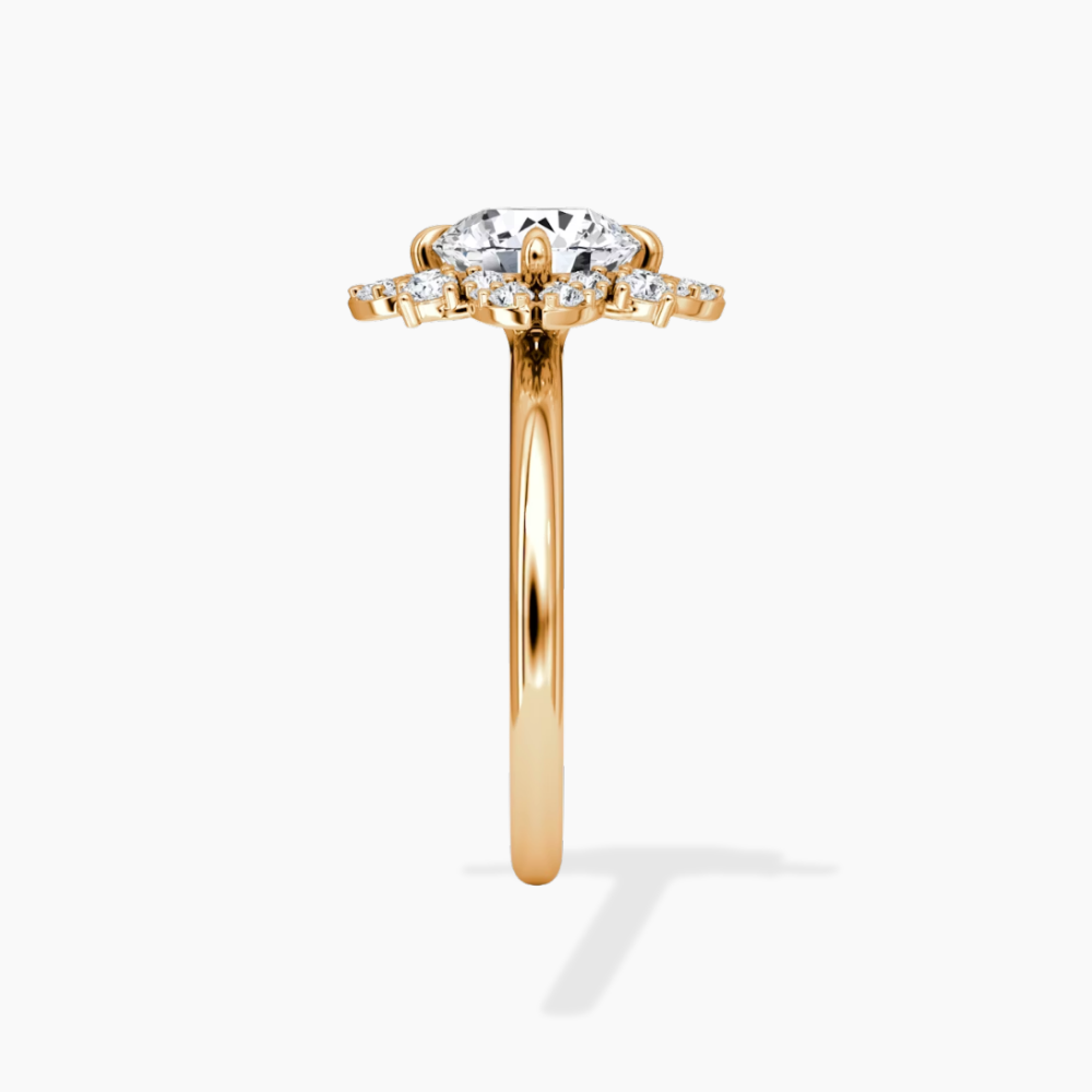 Janine Floral Vintage Halo Accents Round Lab Diamond Engagement Ring in 18K Gold