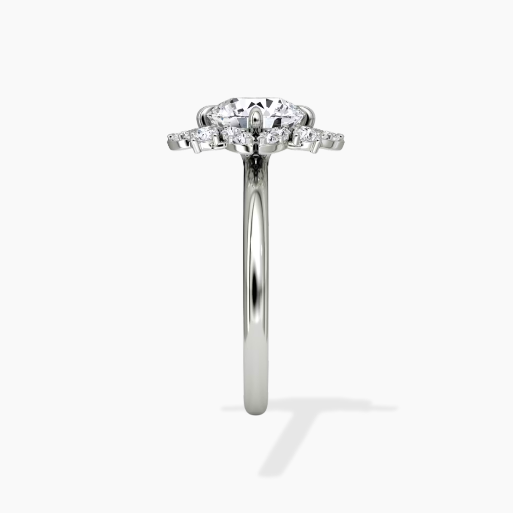 Janine Floral Vintage Halo Accents Round Lab Diamond Engagement Ring in 18K Gold