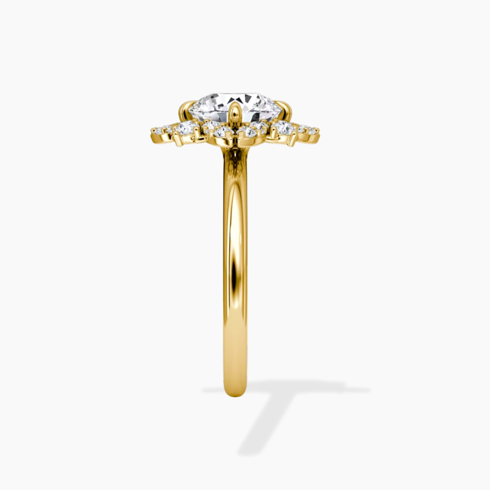 Janine Floral Vintage Halo Accents Round Lab Diamond Engagement Ring in 18K Gold