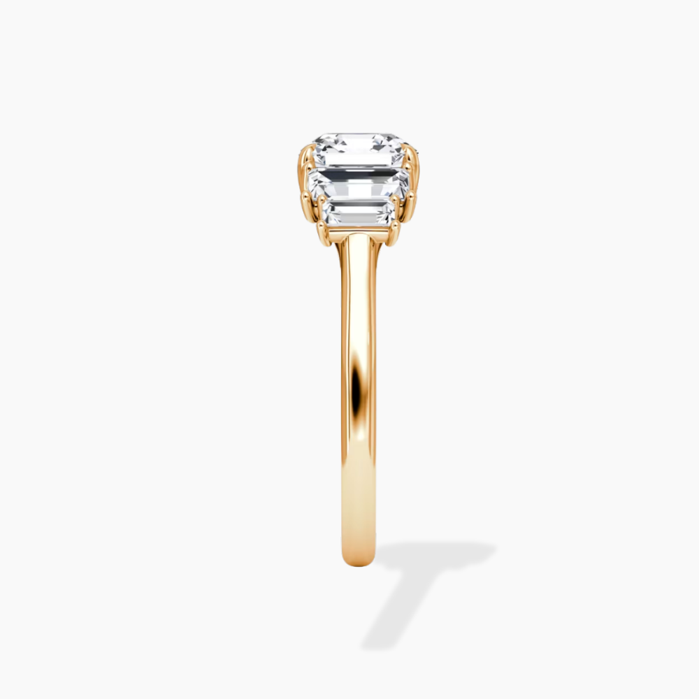 June North-South Baguette Accents (0.7 ctw) Asscher Lab Grown Diamond Engagement Ring in 18K Gold