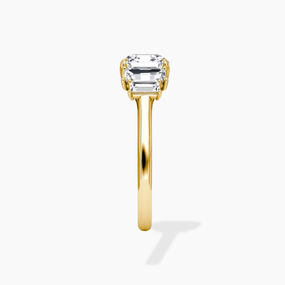 June North-South Baguette Accents (0.7 ctw) Asscher Lab Grown Diamond Engagement Ring in 18K Gold
