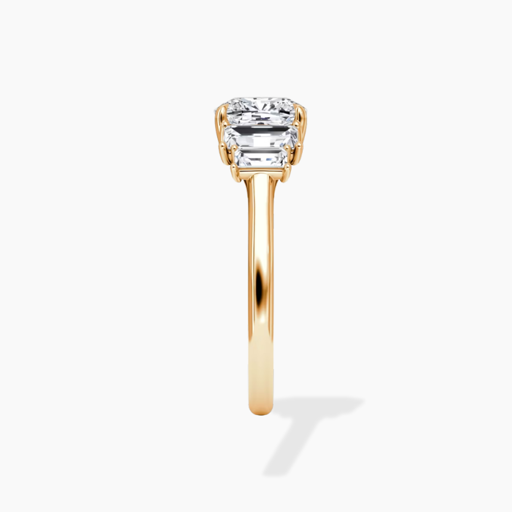June North-South Baguette Accents (0.7 ctw) Cushion Lab Grown Diamond Engagement Ring in 18K Gold
