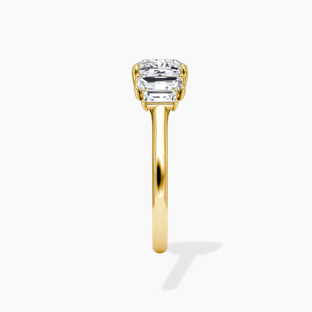 June North-South Baguette Accents (0.7 ctw) Cushion Lab Grown Diamond Engagement Ring in 18K Gold