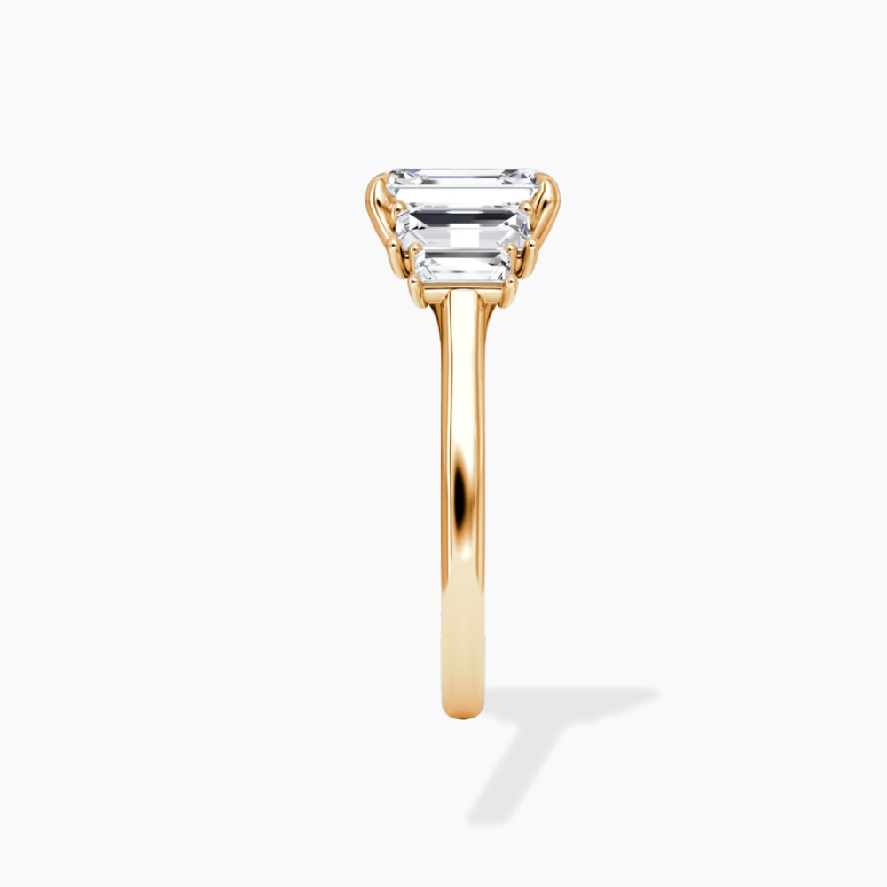 June North-South Baguette Accents (0.7 ctw) Emerald Lab Grown Diamond Engagement Ring in 18K Gold