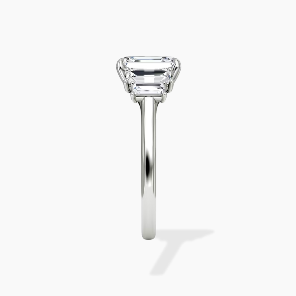 June North-South Baguette Accents (0.7 ctw) Emerald Lab Grown Diamond Engagement Ring in 18K Gold