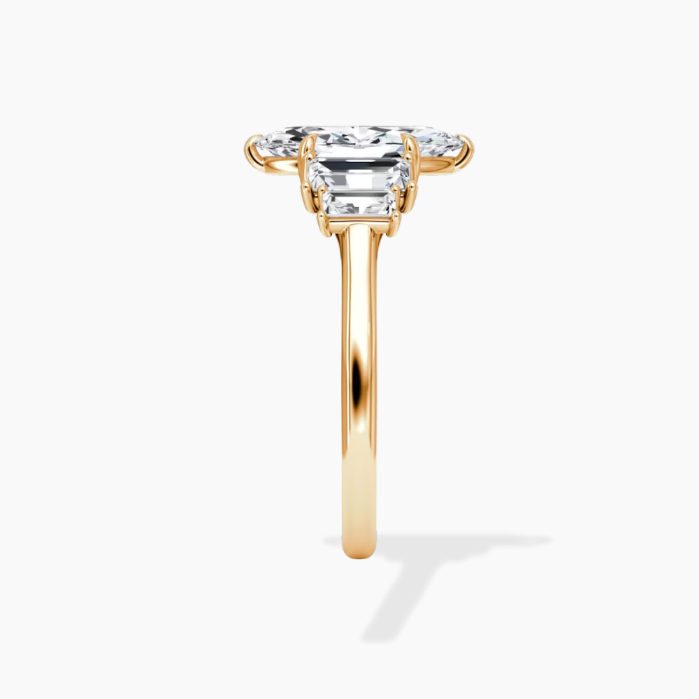 June North-South Baguette Accents (0.7 ctw) Marquise Lab Grown Diamond Engagement Ring in 18K Gold