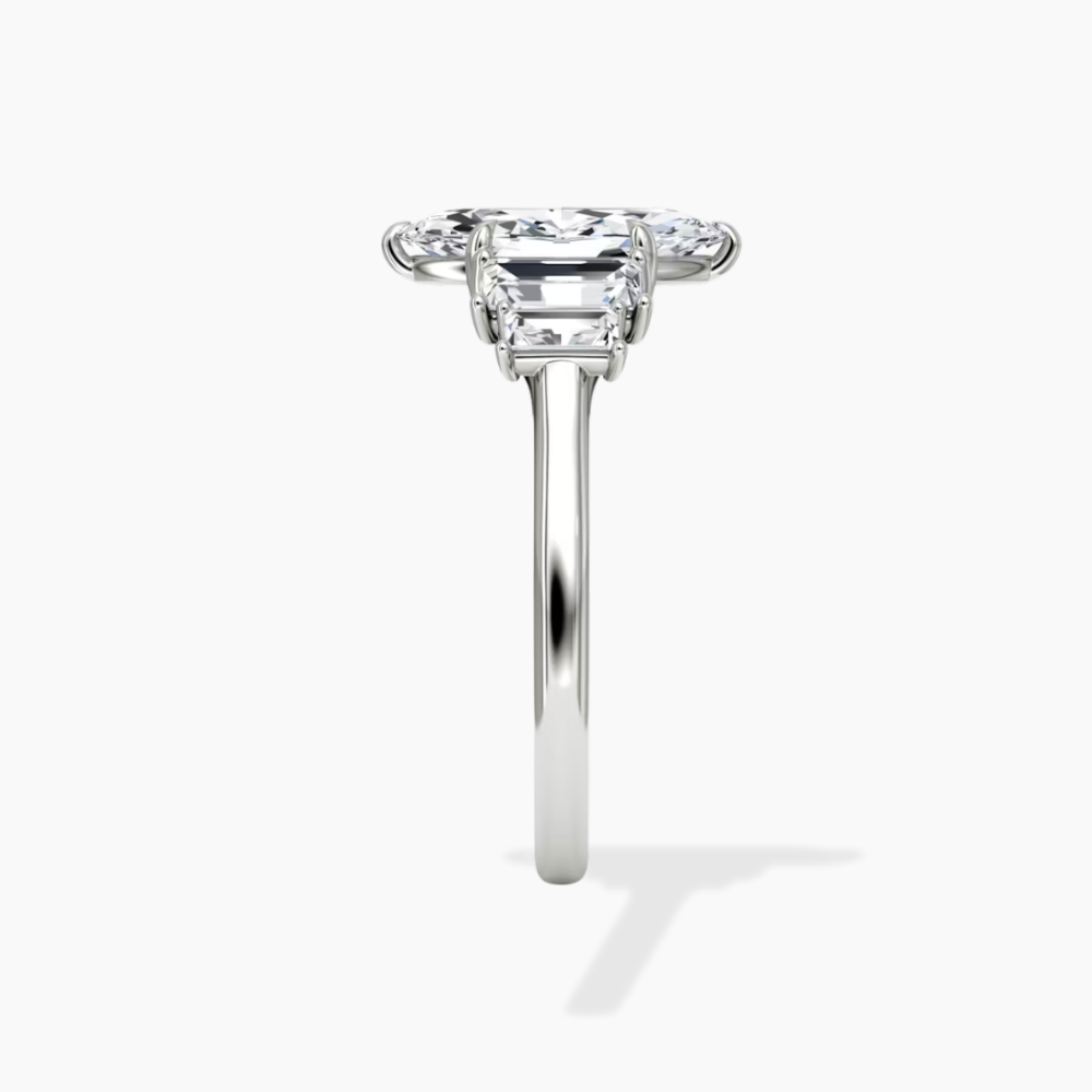 June North-South Baguette Accents (0.7 ctw) Marquise Lab Grown Diamond Engagement Ring in 18K Gold