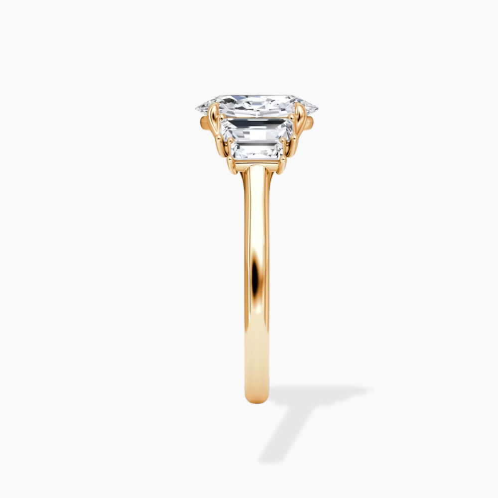 June North-South Baguette Accents (0.7 ctw) Oval Lab Grown Diamond Engagement Ring in 18K Gold
