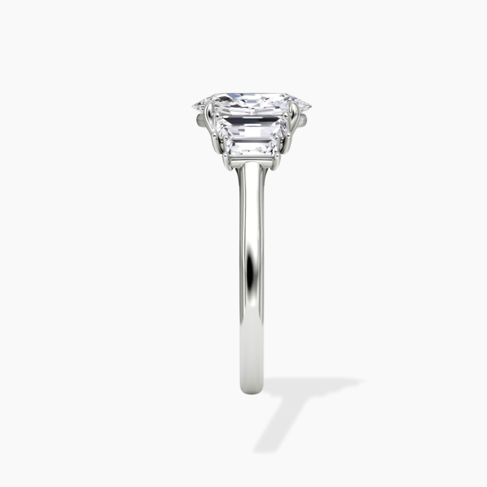 June North-South Baguette Accents (0.7 ctw) Oval Lab Grown Diamond Engagement Ring in 18K Gold