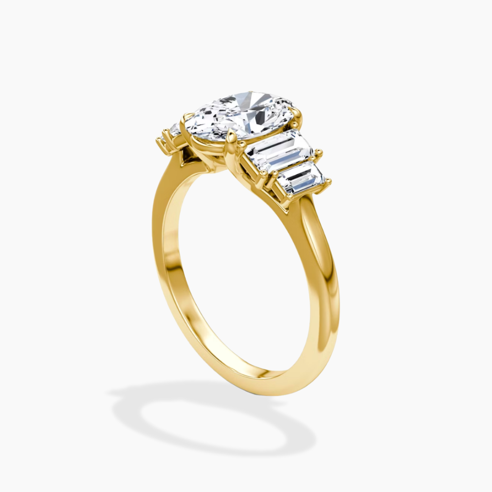 June North-South Baguette Accents (0.7 ctw) Oval Lab Grown Diamond Engagement Ring in 18K Gold