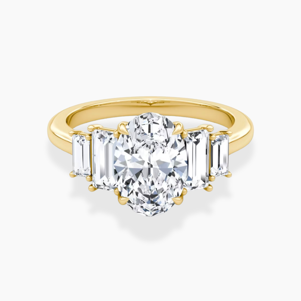 June North-South Baguette Accents (0.7 ctw) Oval Lab Grown Diamond Engagement Ring in 18K Gold