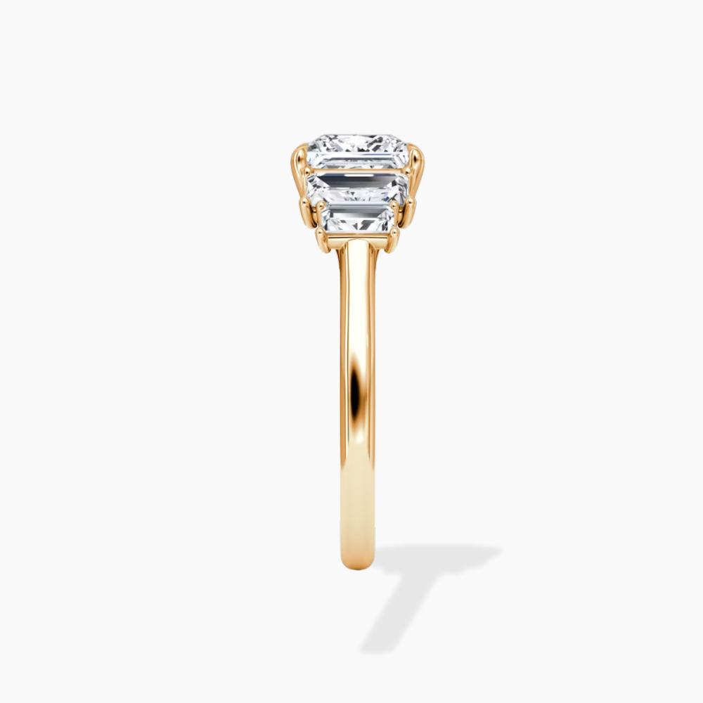 June North-South Baguette Accents (0.7 ctw) Princess Lab Grown Diamond Engagement Ring in 18K Gold