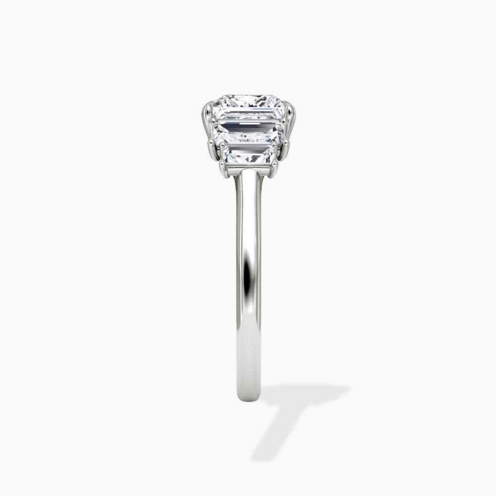 June North-South Baguette Accents (0.7 ctw) Princess Lab Grown Diamond Engagement Ring in 18K Gold