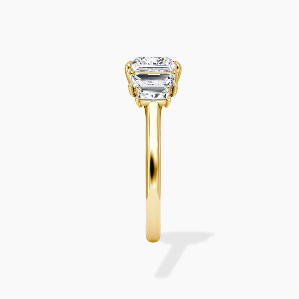 June North-South Baguette Accents (0.7 ctw) Princess Lab Grown Diamond Engagement Ring in 18K Gold
