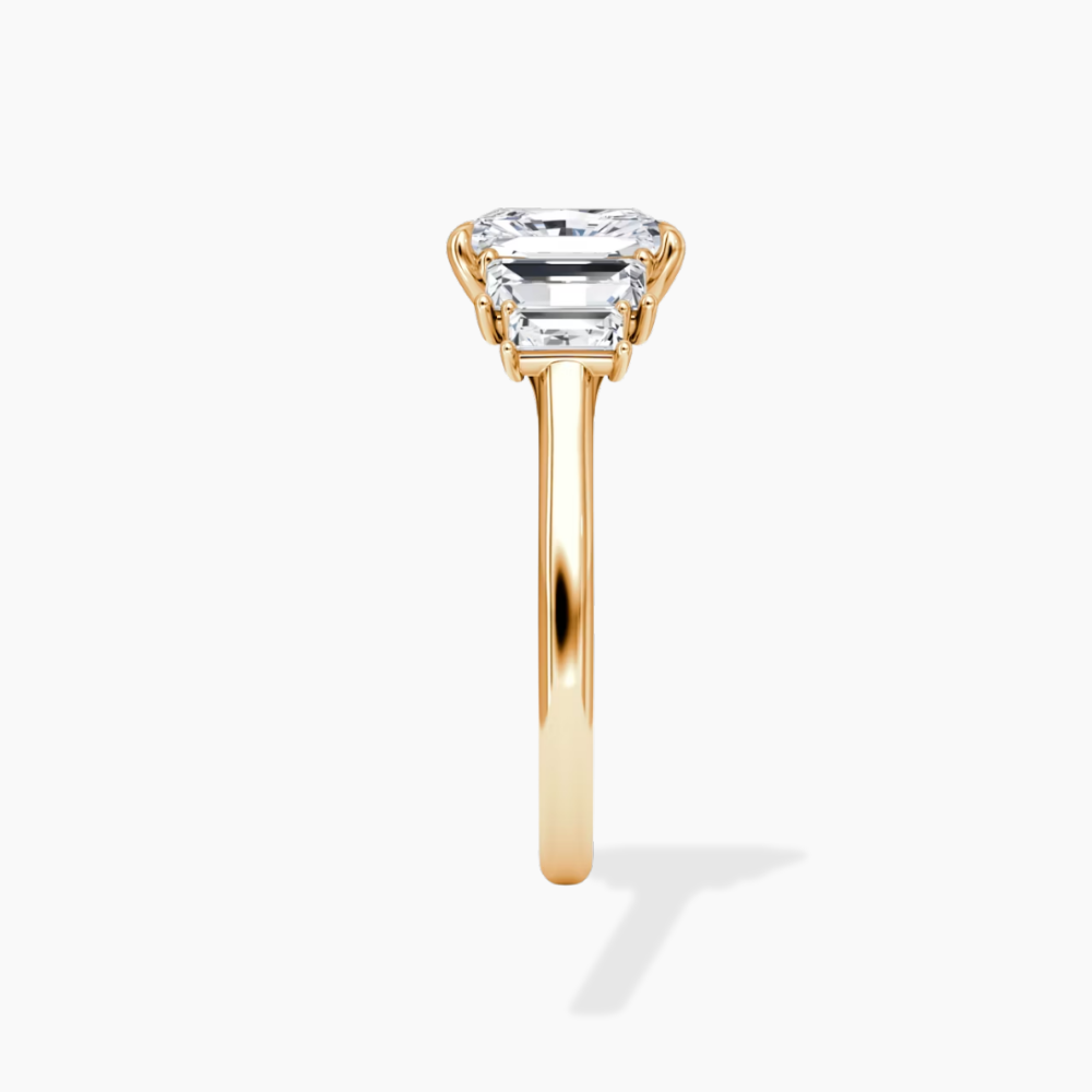 June North-South Baguette Accents (0.7 ctw) Radiant Lab Grown Diamond Engagement Ring in 18K Gold