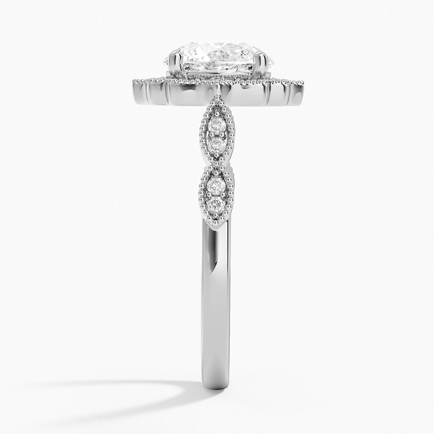 Ketlen Vintage Accents (Round Side Stones) Lab Diamond Ring in 18K Gold - Round