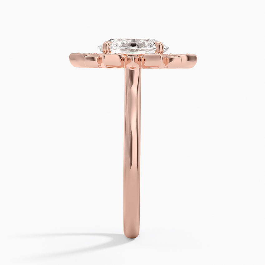 Liebe Vintage Accents (Round Side Stones) Lab Diamond Ring in 18K Gold - Oval