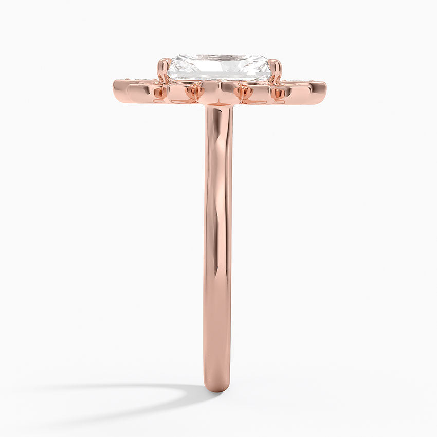 Liebe Vintage Accents (Round Side Stones) Lab Diamond Ring in 18K Gold - Radiant