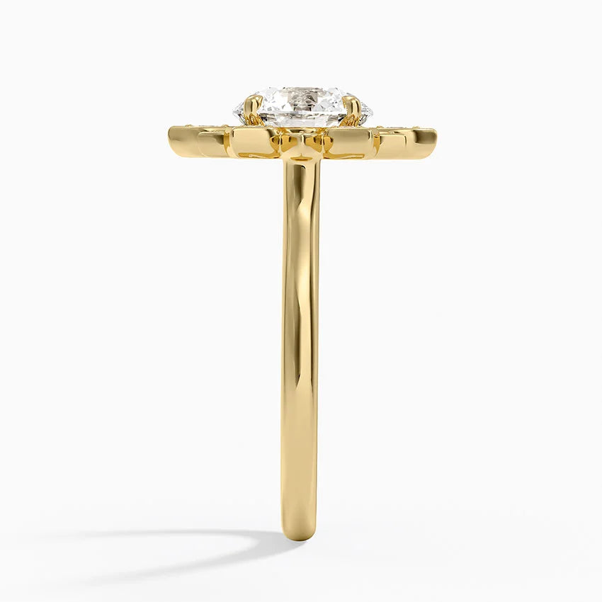 Liebe Vintage Accents (Round Side Stones) Lab Diamond Ring in 18K Gold - Round